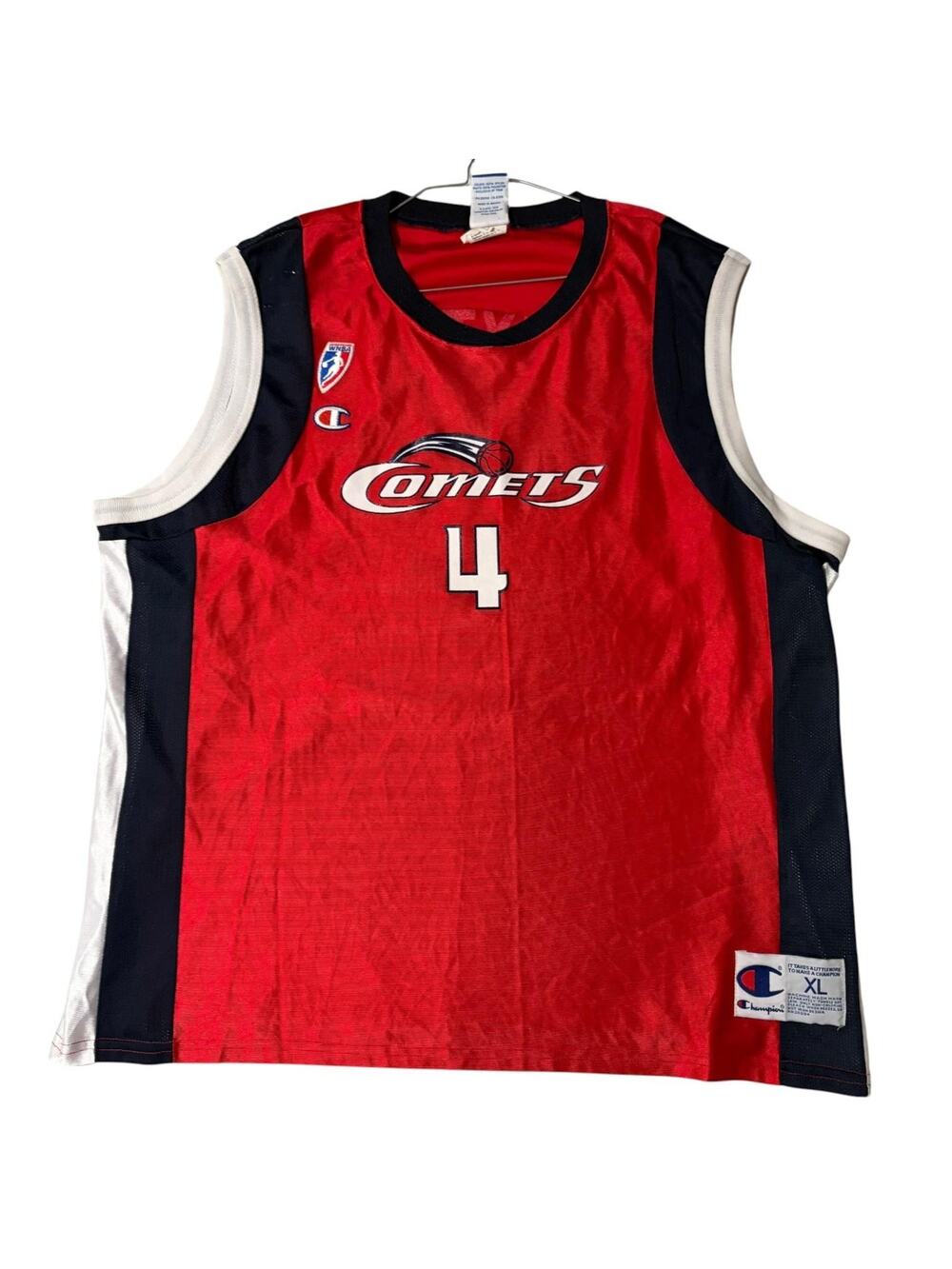 VTG WNBA Jersey Champion Houston Comets XL Red Navy Guyton 90s Original Team